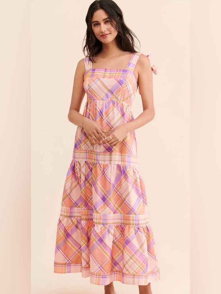 Anthropologie Kachel Tie Strap Linen Maxi Dress